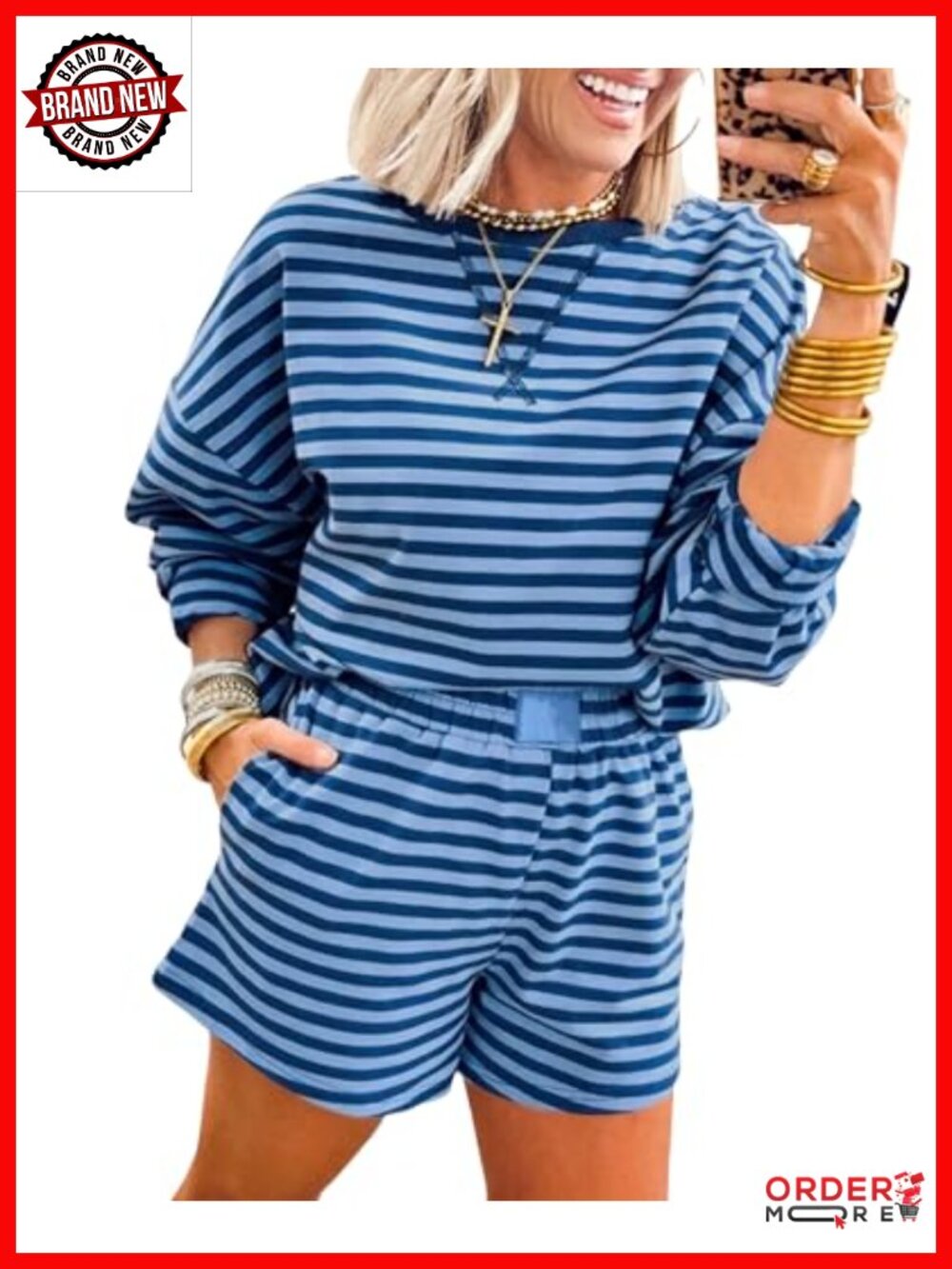 Women's 2 Piece Sweatsuit Set Cotton Pullover Sweatshirt & Shorts